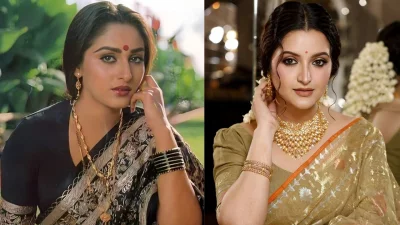 আশির দশকের জনপ্রিয় বলিউড অভিনেত্রী জয়া প্রদা ও ঢাকাই সিনেমার চিত্রনায়িকা পরীমণি। ছবি: সংগৃহীত