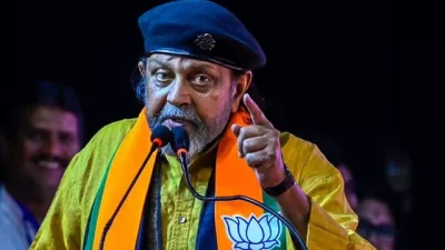 অভিনেতা ও বিজেপি নেতা মিঠুন চক্রবর্তী। ছবি: সংগৃহীত