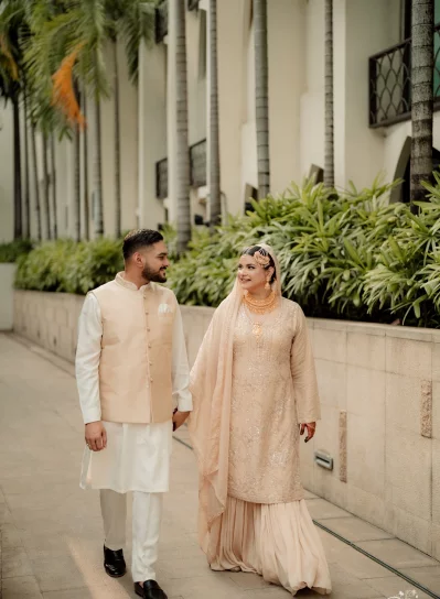 বর তানজিম তৈয়বের সঙ্গে অভিনেত্রী শবনম ফারিয়া। ছবি: সংগৃহীত