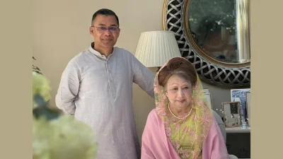 বিএনপি চেয়ারপার্সন বেগম খালেদা জিয়ার সঙ্গে বিএনপি ভারপ্রাপ্ত চেয়ারপার্সন তারেক রহমান