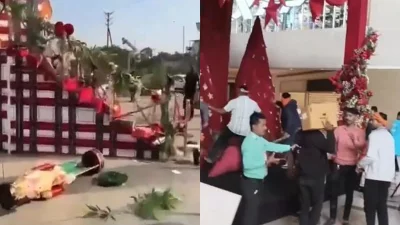 বড়দিন উদযাপনের আগে সাজসজ্জা ভাঙচুরের সঙ্গে বিক্রেতাদের জিনিসগুলো ভেঙে ফেলা হচ্ছে। কোলাজ ছবি
