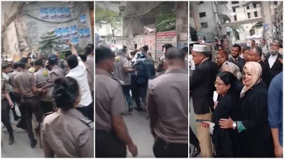 বিক্ষুব্ধ জনতা সাবেক সেনা কর্মকর্তা মাসুদ উদ্দিনকে লক্ষ্য করে পচা ডিম ছুড়ে ক্ষোভ প্রকাশ করেন এবং বিভিন্ন স্লোগান দেন
