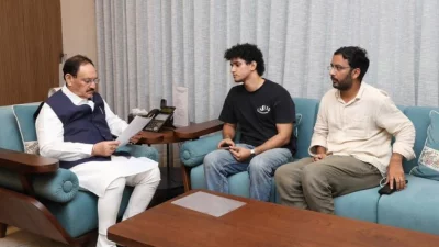 স্বাস্থ্যমন্ত্রী জেপি নাড্ডার সাথে সিজেপির আলোচনা। ছবি: জেপি নাড্ডার সামাজিক যোগাযোগমাধ্যম এক্স থেকে নেওয়া